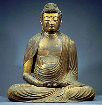 Soška Buddhy z období pozdní Heian.