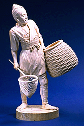 Soška rybáře z období Meidži.